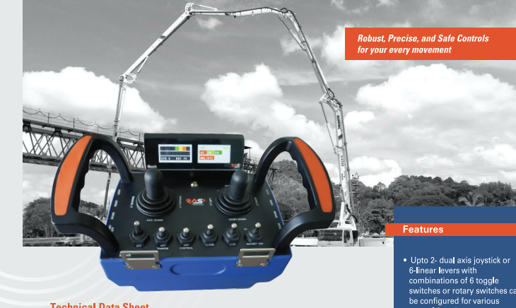 Hawk : Configurable Radio Transmitter with Dual Axis Joystick or 6 Linear Levers Designed for controlling concrete boom pump. screenshot 1